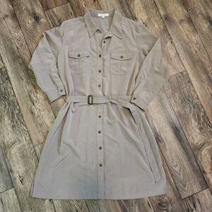 TravelSmith Soft Sage Green Long Sleeve Shirt Dress